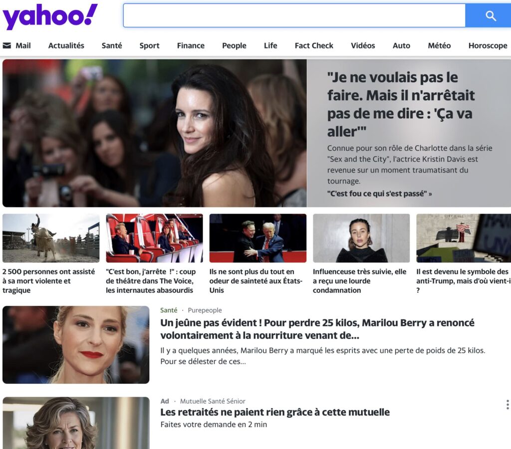 教材として使うYahooフランスのコンテンツイメージ